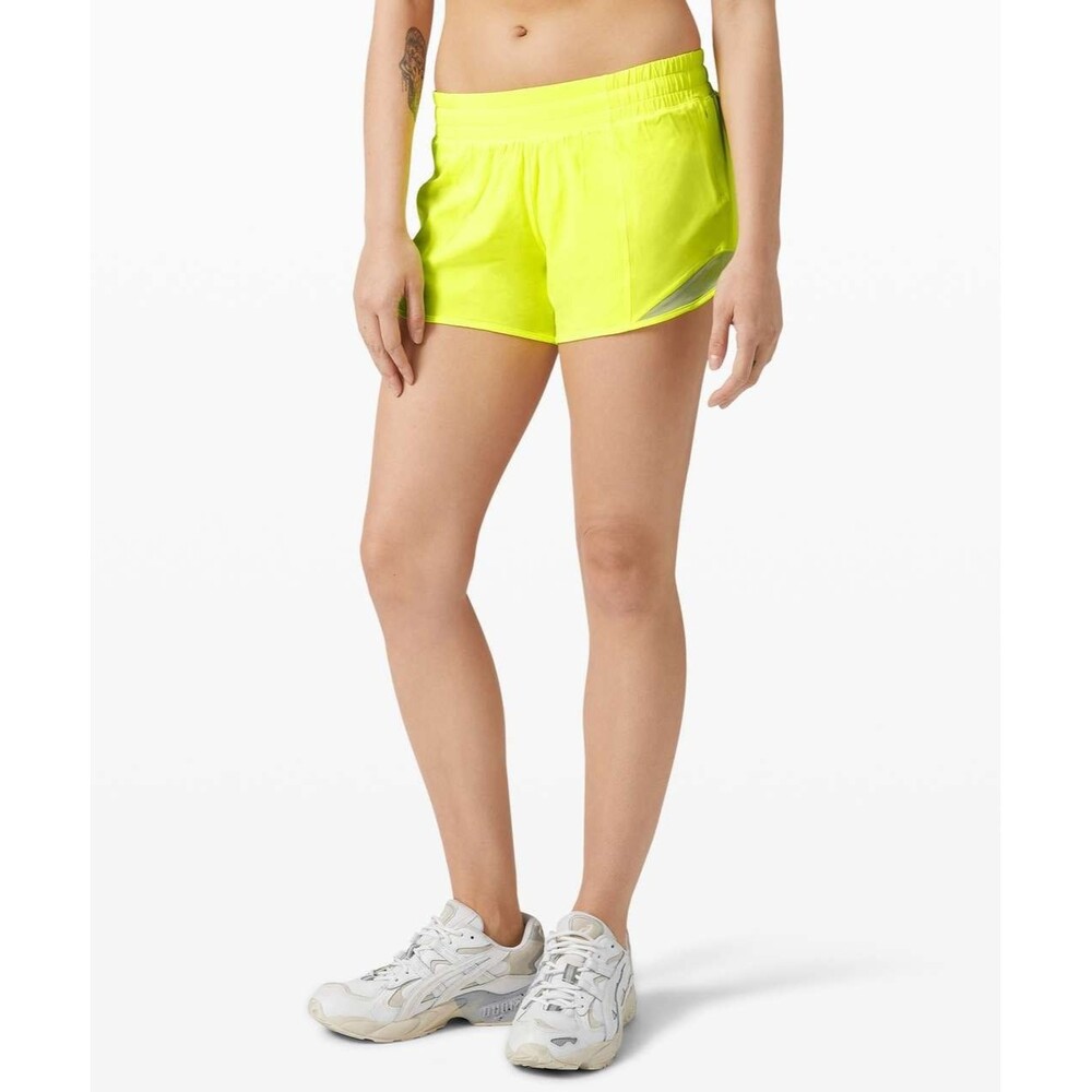 Women's Lululemon Hotty Hot Running Short II 4" Highlight Yellow Size 10